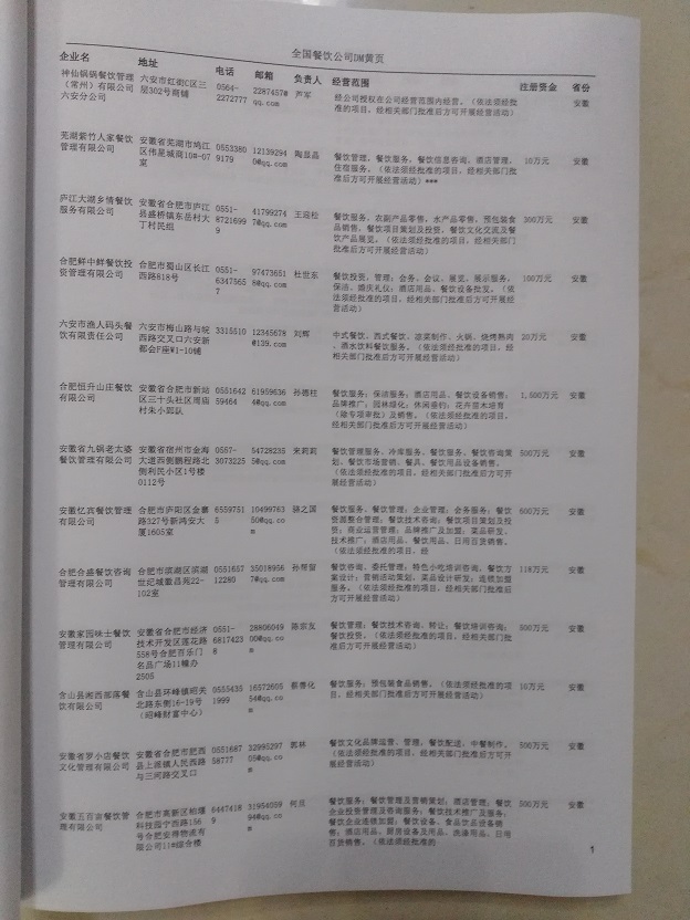 中國餐飲企業(yè)黃頁可開展精準(zhǔn)營銷，電話營銷、郵件營銷、傳真營銷等等多管齊下，圓您銷售冠軍夢